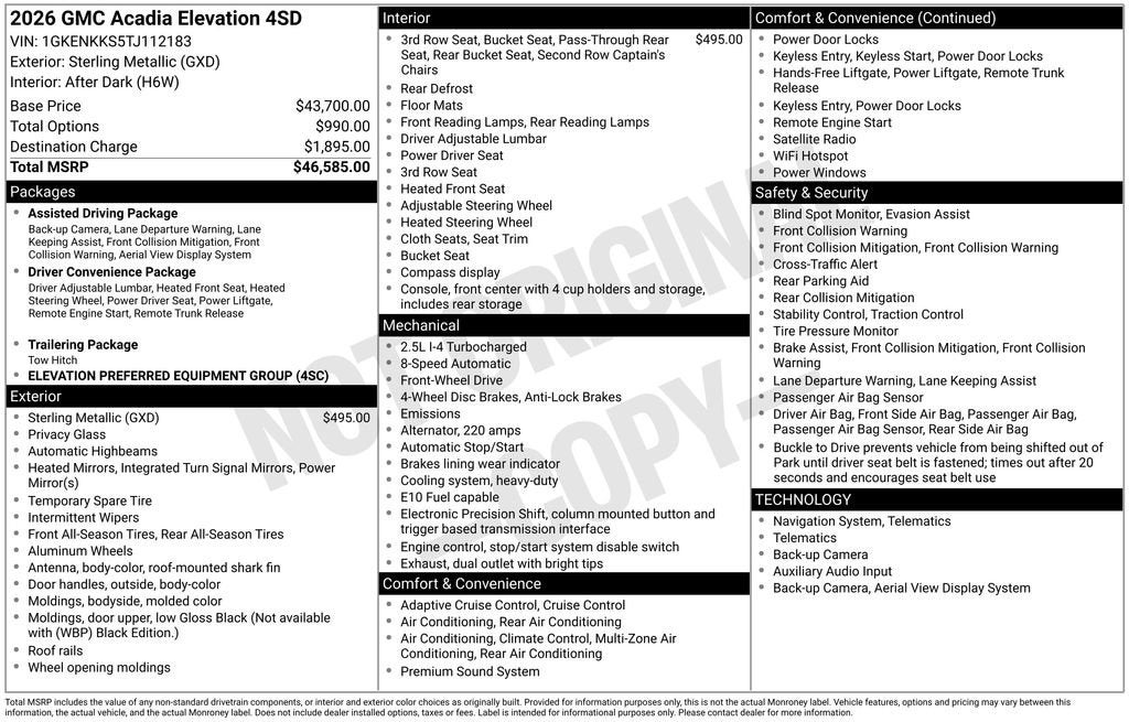 2026 GMC Acadia Elevation
