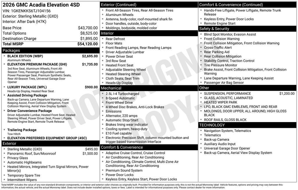 2026 GMC Acadia Elevation
