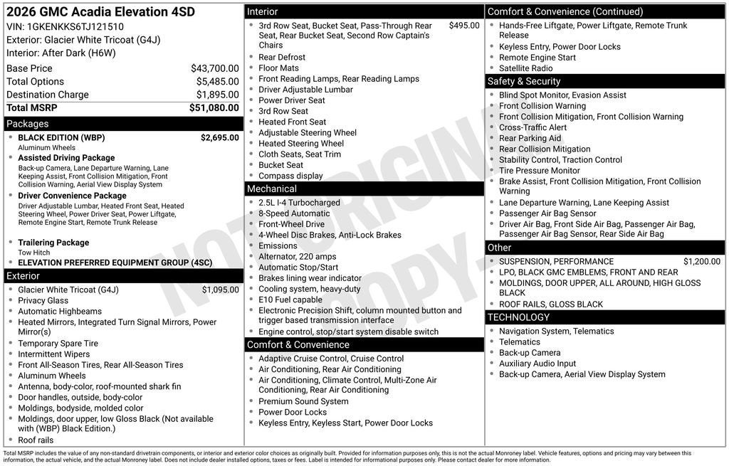 2026 GMC Acadia Elevation