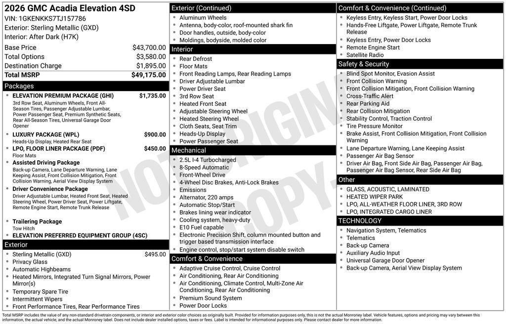 2026 GMC Acadia Elevation