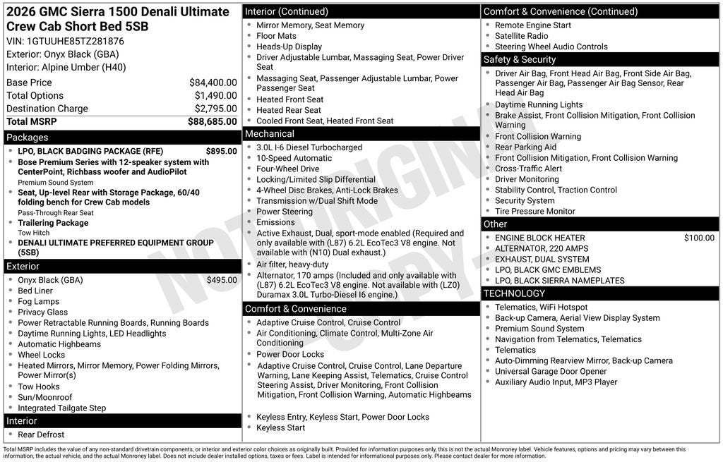 2026 GMC Sierra 1500 Denali Ultimate