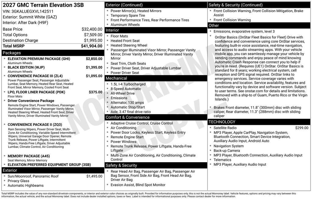 2027 GMC Terrain Elevation