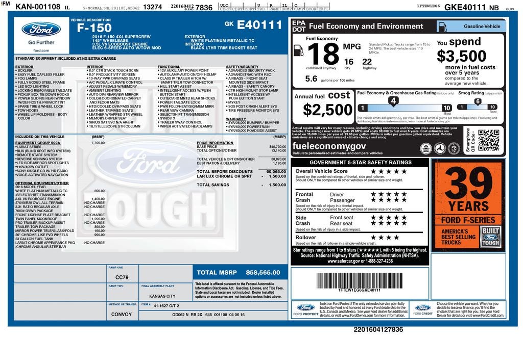 2016 Ford F-150 Lariat