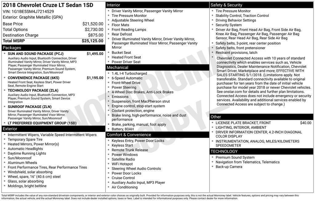 2018 Chevrolet Cruze LT