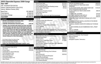 2025 Chevrolet Express 2500 Work Van Cargo
