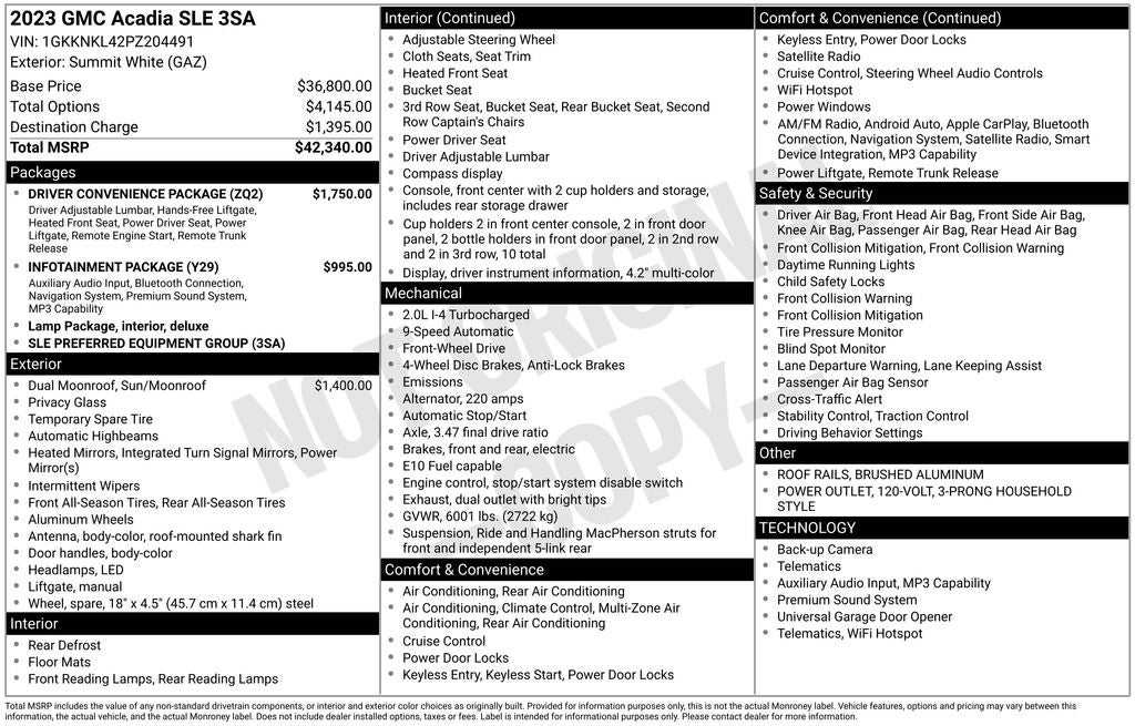 2023 GMC Acadia SLE