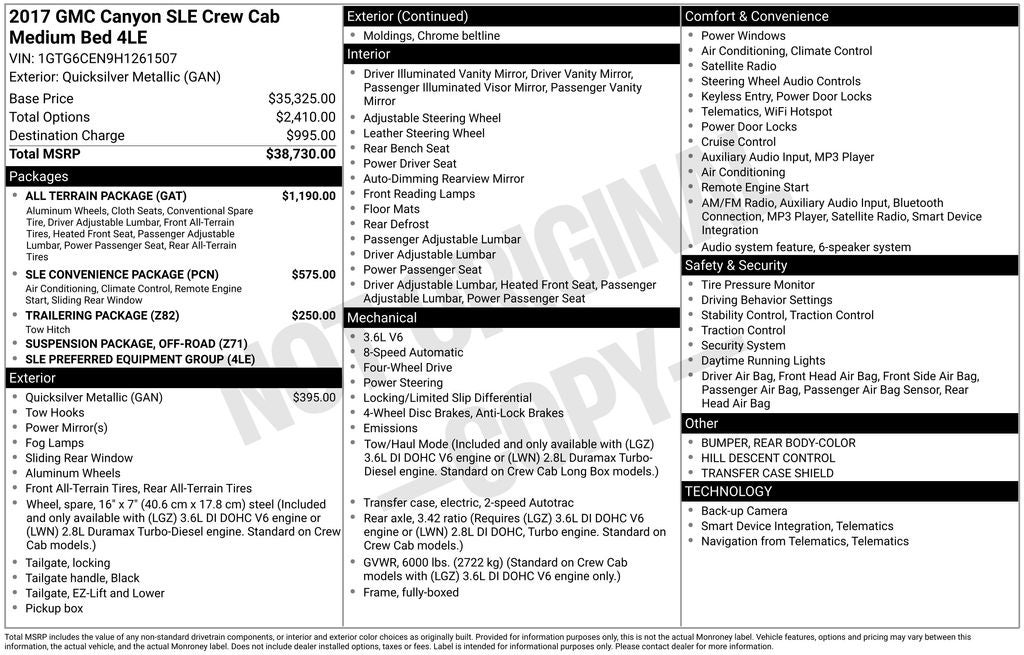 2017 GMC Canyon SLE1