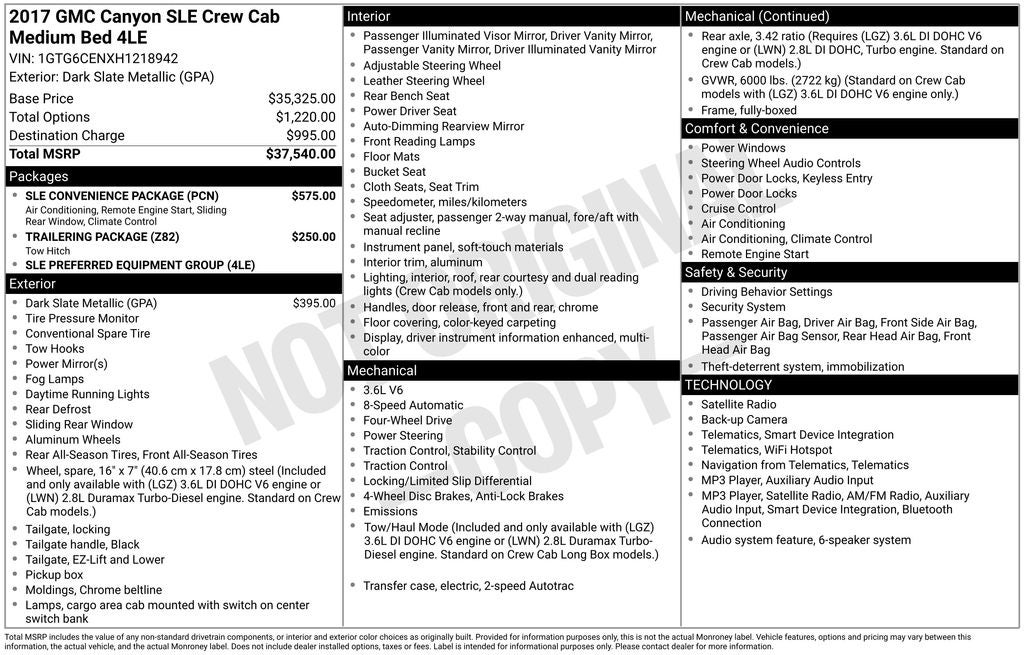 2017 GMC Canyon SLE1