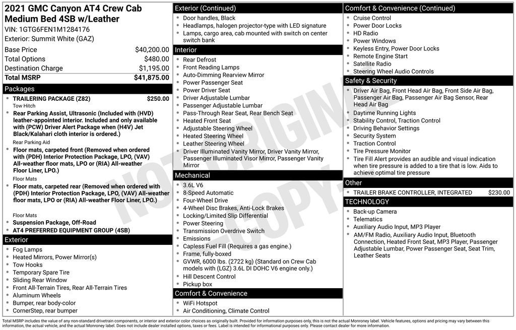 2021 GMC Canyon AT4 w/Leather