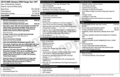 2018 GMC Savana 2500 Work Van