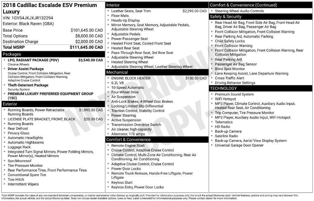 2018 Cadillac Escalade ESV Premium