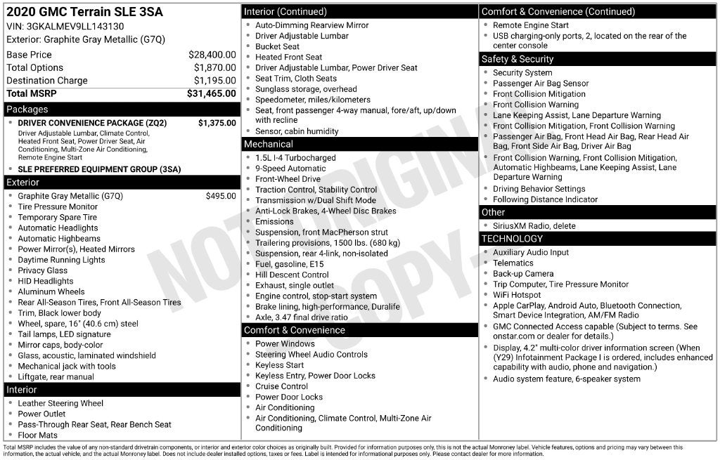 2020 GMC Terrain SLE