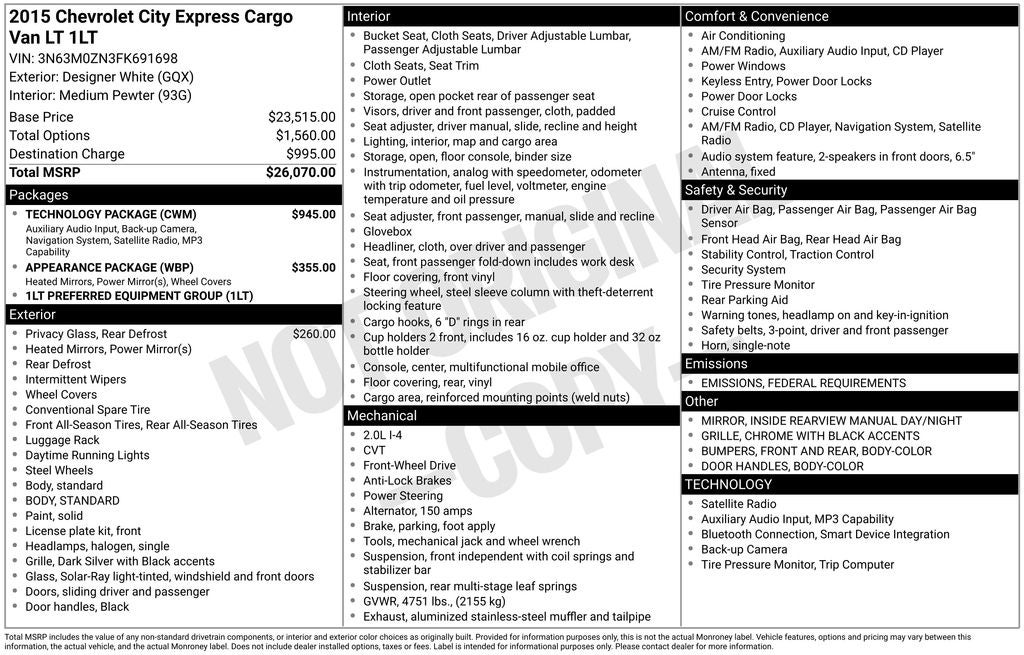 2015 Chevrolet City Express 1LT